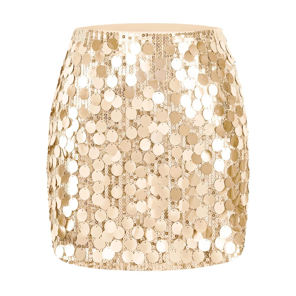 1517 Contrast Sequin Skirt Sparkle Stretchy Bodycon Mini Coin Skirts Night